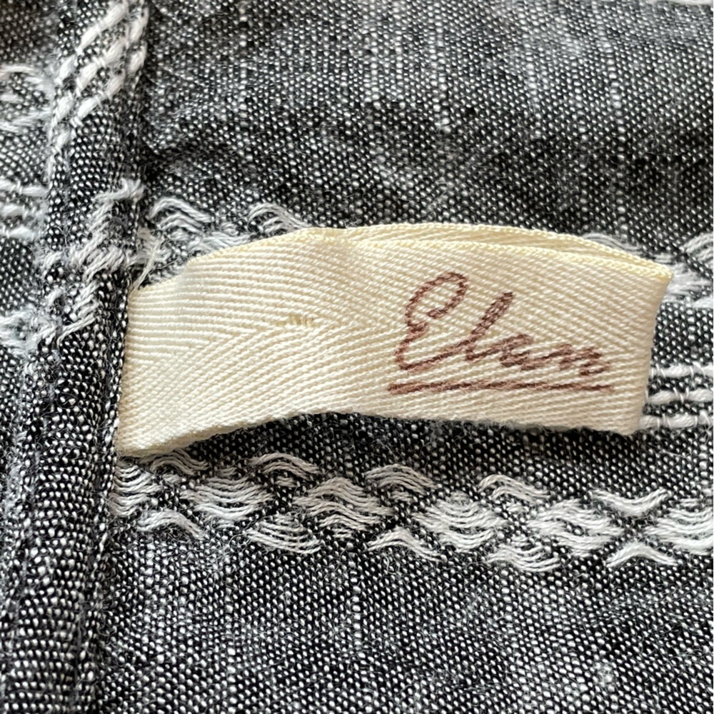 Elan Bohemian Crop Trop Size M Grey w White Boho Design Flutter Sleeves Ruffles - Picture 7 of 10